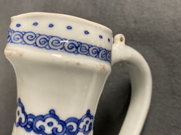 A Chinese blue and white 'antiquities' ewer, Kangxi